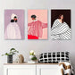 3pcs Minimalist Figures with Stripes and Bold Metal Print Ready to Hang Art