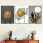 3pcs Abstract Line Flowers Stylish Plant Outline Metal Print Ready to Hang Art