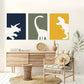 3pcs Tyrannosaurus Rex Triceratops Brontosaurus Metal Print Ready to Hang Art