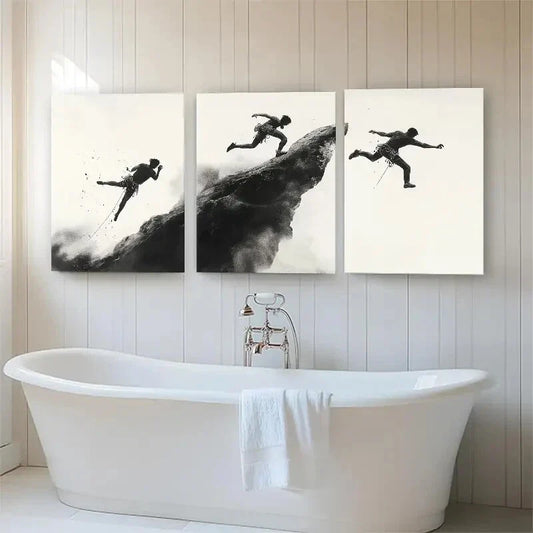 3pcs Rock Climber in Action Adventure Perfect Wall Art Set Canvas Framed 40x60cm - High Quality Print 100% Australian Made Wall Canvas Ready to Hang
