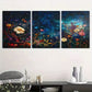 3pcs Modern Aesthetic Starry Sky Floral Night Wall Art Set Canvas Framed 40x60cm - High Quality Print 100% Australian Made Wall Canvas Ready to Hang