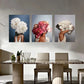 3pcs Unique Creative Head Flower Women Metal Print Ready to Hang Art