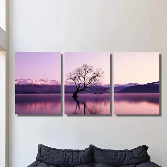 3pcs Sunset, Wisconsin Lake, Bird Perching Metal Print Ready to Hang Art