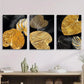 3pcs abstract geometric golden oil painting style Metal Print Ready to Hang Art