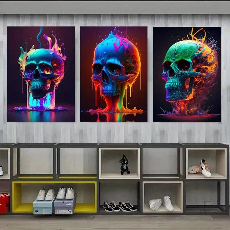 3pcs Artistic and Gorgeous Flame Abstract Neon Wall Art Set Canvas Framed 40x60cm - High Quality Print 100% Australian Made Wall Canvas Ready to Hang