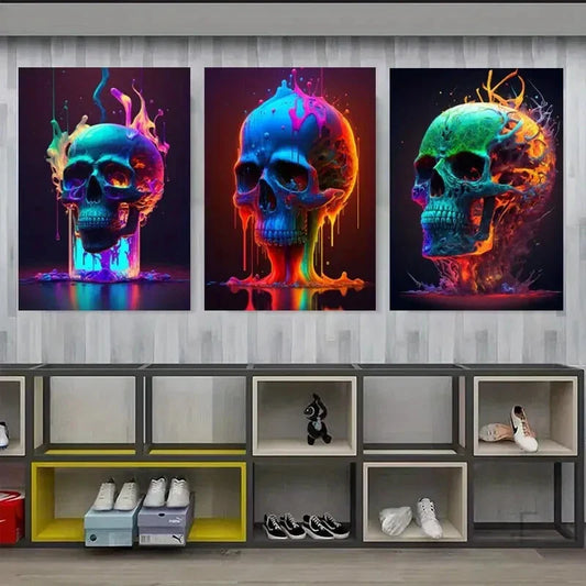 3pcs Artistic and Gorgeous Flame Abstract Neon Wall Art Set Canvas Framed 40x60cm - High Quality Print 100% Australian Made Wall Canvas Ready to Hang