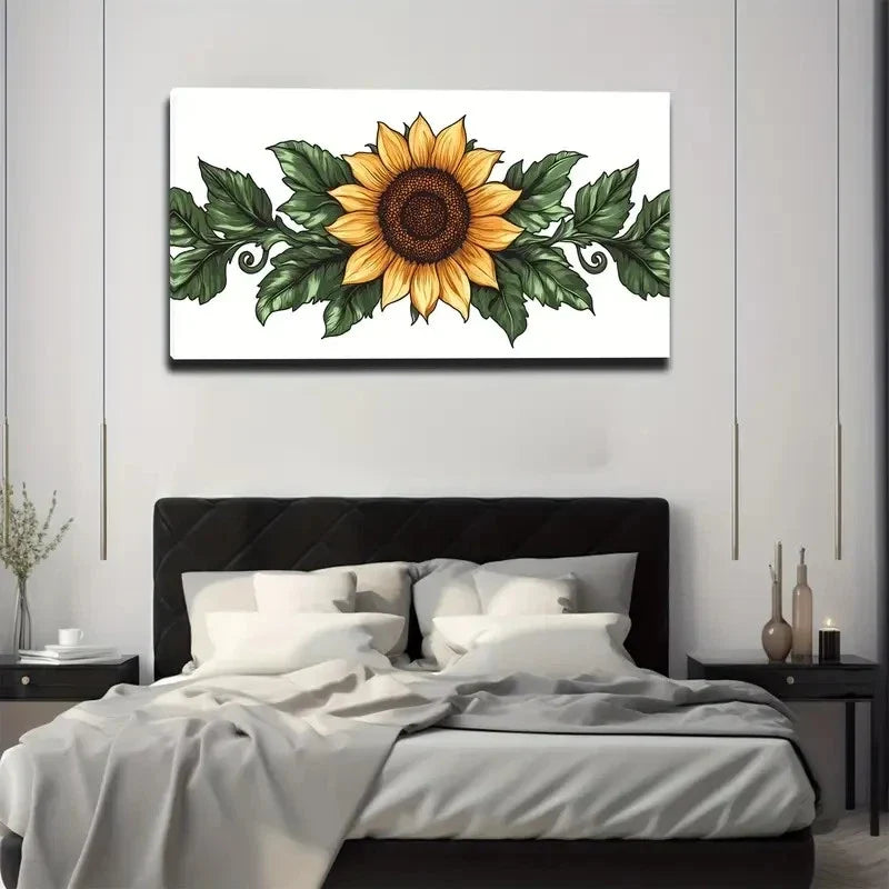 Vibrant Yellow Sunflower Wall Art Canvas Office Home Room Framed 80x45cm