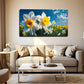 White & Golden Daffodil Flower Wall Art Canvas Office Home Room Framed 80x45cm