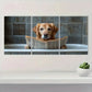 3pcs Labrador Retriever Reading Newspaper Metal Print Ready to Hang Art