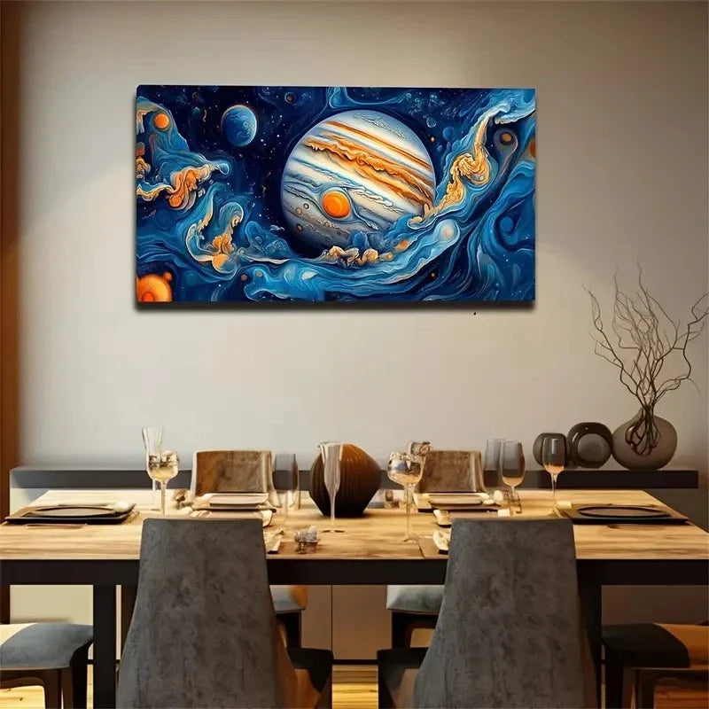 A Huge Planet Suitable Wall Art Canvas Office Home Room Framed 80x45cm