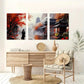 3pcs Vibrant Autumn Scenes with Red Trees & Foggy Metal Print Ready to Hang Art
