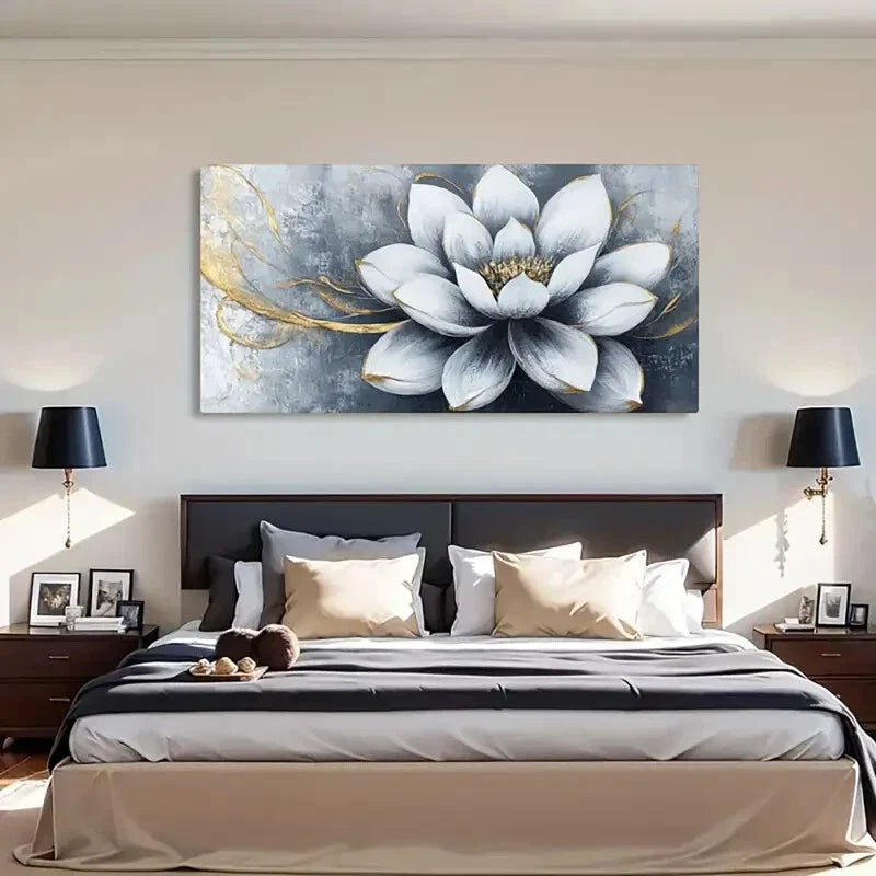 Abstract Floral Contemporary Wall Art Canvas Office Home Room Framed 80x45cm