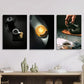 3pcs Black coffee and cake poster, espresso, Metal Print Ready to Hang Art