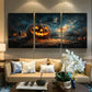 3pcs Starry Night Pumpkin Design Metal Print Ready to Hang Art