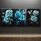 3pcs Teal Rose Floral Artwork Elegantly Metal Print Ready to Hang Art