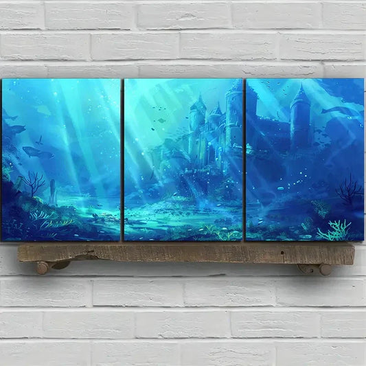 3pcs Oceanic Fantasy Underwater World Scenes Metal Print Ready to Hang Art