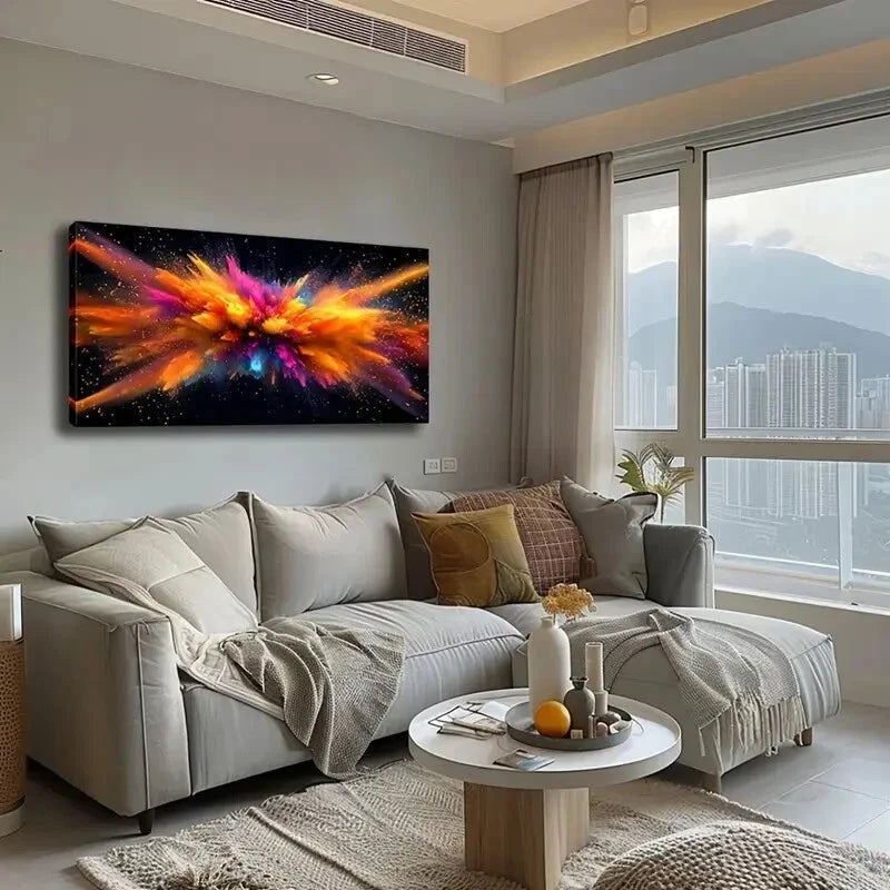 Colorful Smoke Explosion Wall Art Canvas Office Home Room Framed 120x60cm