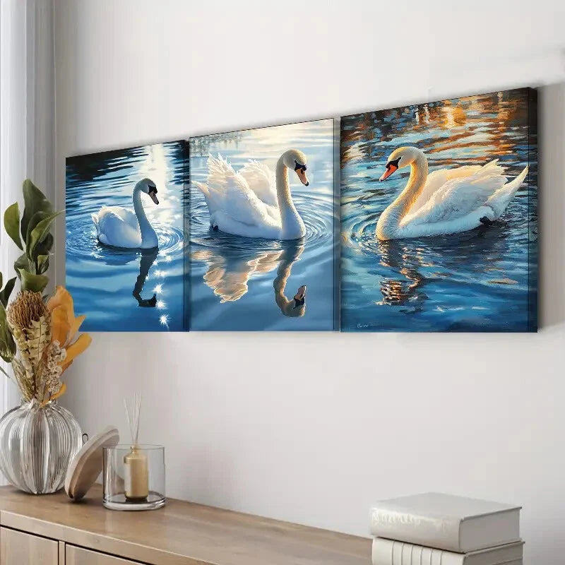 3pcs Colorful Painting Blue Water Perfect Wall Art Set Canvas Framed 40x60cm - High Quality Print 100% Australian Made Wall Canvas Ready to Hang