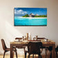 Vibrant Beach Scene Palm Tree Wall Art Canvas Office Home Room Framed 80x45cm