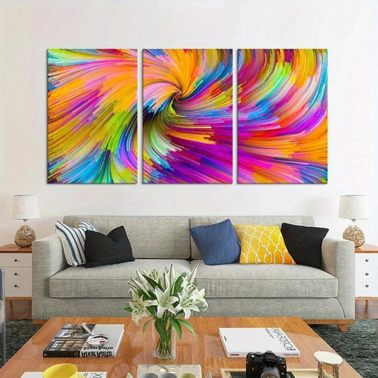 3pcs Gorgeous Petard Colourful Pink Yellow Metal Print Ready to Hang Art