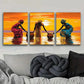 3pcs African Women by the River Metal Print Ready to Hang Art