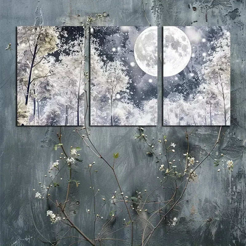 3pcs Winter Forest Scene Canvas Framed 40x60cm - High Quality Print 100% Australian Made Wall Canvas Ready to Hang