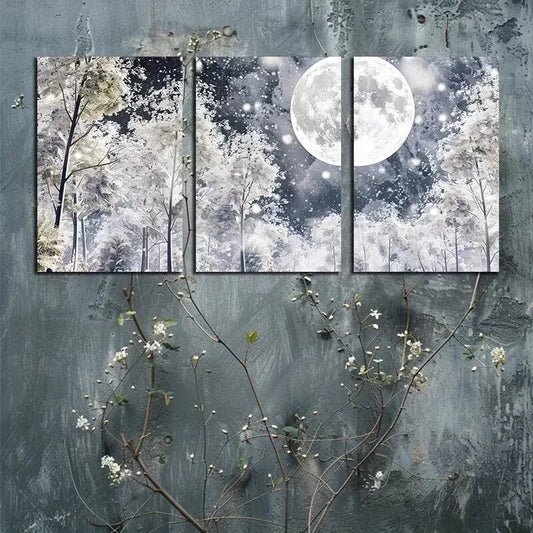 3pcs Winter Forest Scene Canvas Framed 40x60cm - High Quality Print 100% Australian Made Wall Canvas Ready to Hang