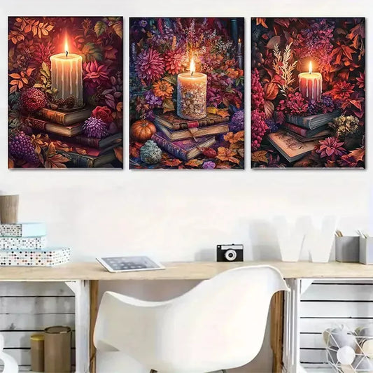 3pcs vibrant blossoming flowers Autumn-themed Wall Art Set Canvas Framed 40x60cm - High Quality Print 100% Australian Made Wall Canvas Ready to Hang