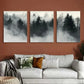 3pcs Trees Foggy Forest Modern Prints Metal Print Ready to Hang Art