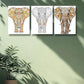 3pcs Stylized elephant Art Painting Metal Print Ready to Hang Art