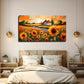 Sunflower Country Landscape Wall Art Canvas Office Home Room Framed 80x45cm