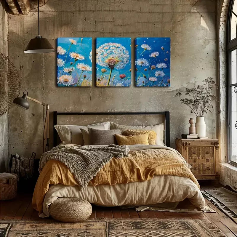 3pcs A Dandelion A World Wall Art Set Canvas Framed 40x60cm - High Quality Print 100% Australian Made Wall Canvas Ready to Hang