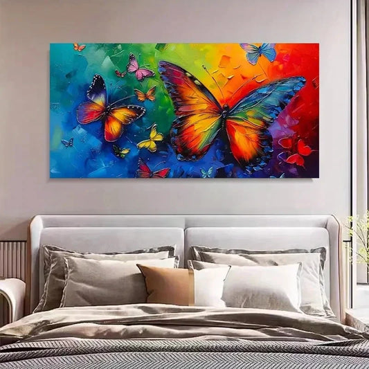 Floral Or Abstract Nordic Retro Wall Art Canvas Office Home Room Framed 80x45cm