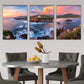3pcs Sea View Mountain Waves Green Grasses Metal Print Ready to Hang Art