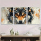 3pcs Wolf Head Dark Brown Black Orange Metal Print Ready to Hang Art