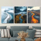 3pcs  Aerial Views, a Glacier River Landscape Metal Print Ready to Hang Art