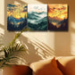 3pcs A Flock of Birds flying with Mountains View Metal Print Ready to Hang Art