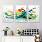 3pcs Vibrant Colorful Flowers with Fluid Design Metal Print Ready to Hang Art