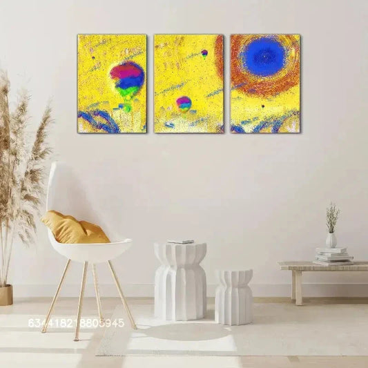 3pcs Hot air balloon, blue sky Metal Print Ready to Hang Art