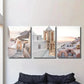 3pcs Santorini Beige Poster Architecture Metal Print Ready to Hang Art