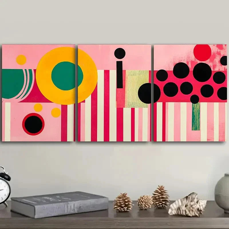 3pcs Line collages Painting Wall Art Set Canvas Framed 40x60cm - High Quality Print 100% Australian Made Wall Canvas Ready to Hang
