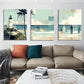 3pcs Modern Nautical Ocean Horizon  Metal Print Ready to Hang Art