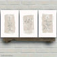 3pcs Bohemian Style Worn Layered Paint Flowers Metal Print Ready to Hang Art