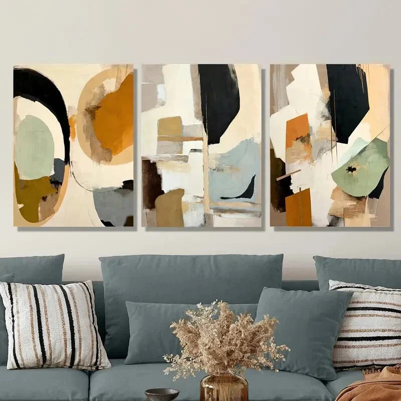 3pcs Modern Abstract Color Block Metal Print Ready to Hang Art