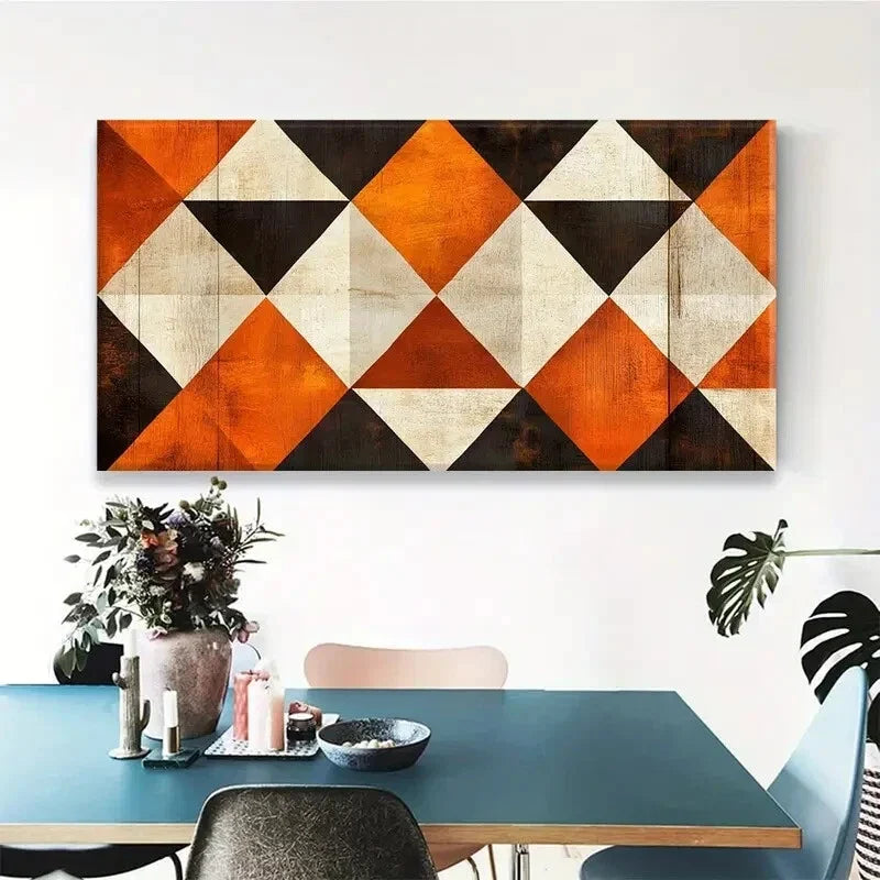 Geometric Modern Rustic Vibrant Wall Art Canvas Office Home Room Framed 120x60cm