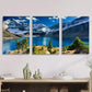 3pcs Painting of Tranquil Lakes & Majestic Mounts Metal Print Ready to Hang Art