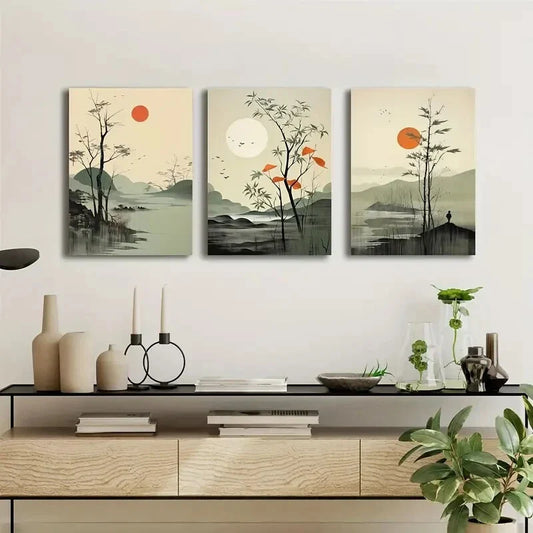 3pcs landscape oil painting Metal Print Ready to Hang Art