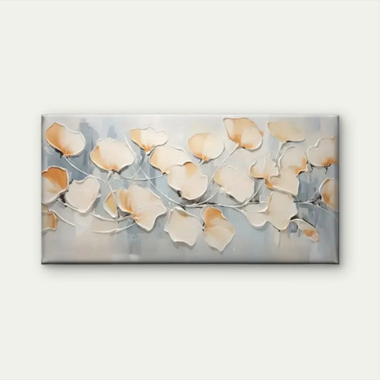 White Flowers Abstract Floral Wall Art Canvas Office Home Room Framed 80x45cm