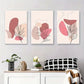 3pcs Abstract Pink and Beige Leaf Minimalist Metal Print Ready to Hang Art