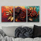 3pcs  A painting of a rose in Golden leaf Metal Print Ready to Hang Art